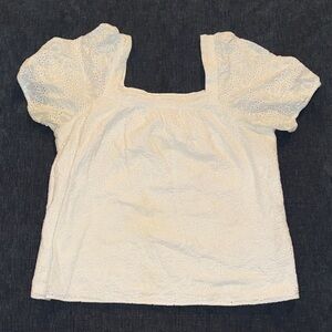 LOFT Ivory Eyelet Puff Sleeve Blouse